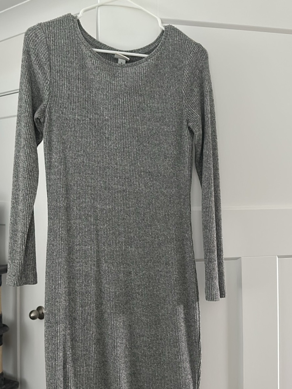 a new day Heather Gray Ribbed Long-Sleeve Midi Dress